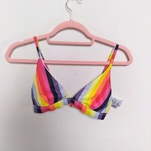 Warehouse Vertical Rainbow Bright Stripe Bikini Top Size US 4